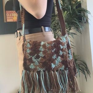 Woven Brown and Blue Bag
